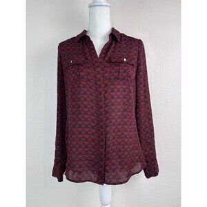 White House Black‎ Market women's 4 red black patterned long sleeve blouse top